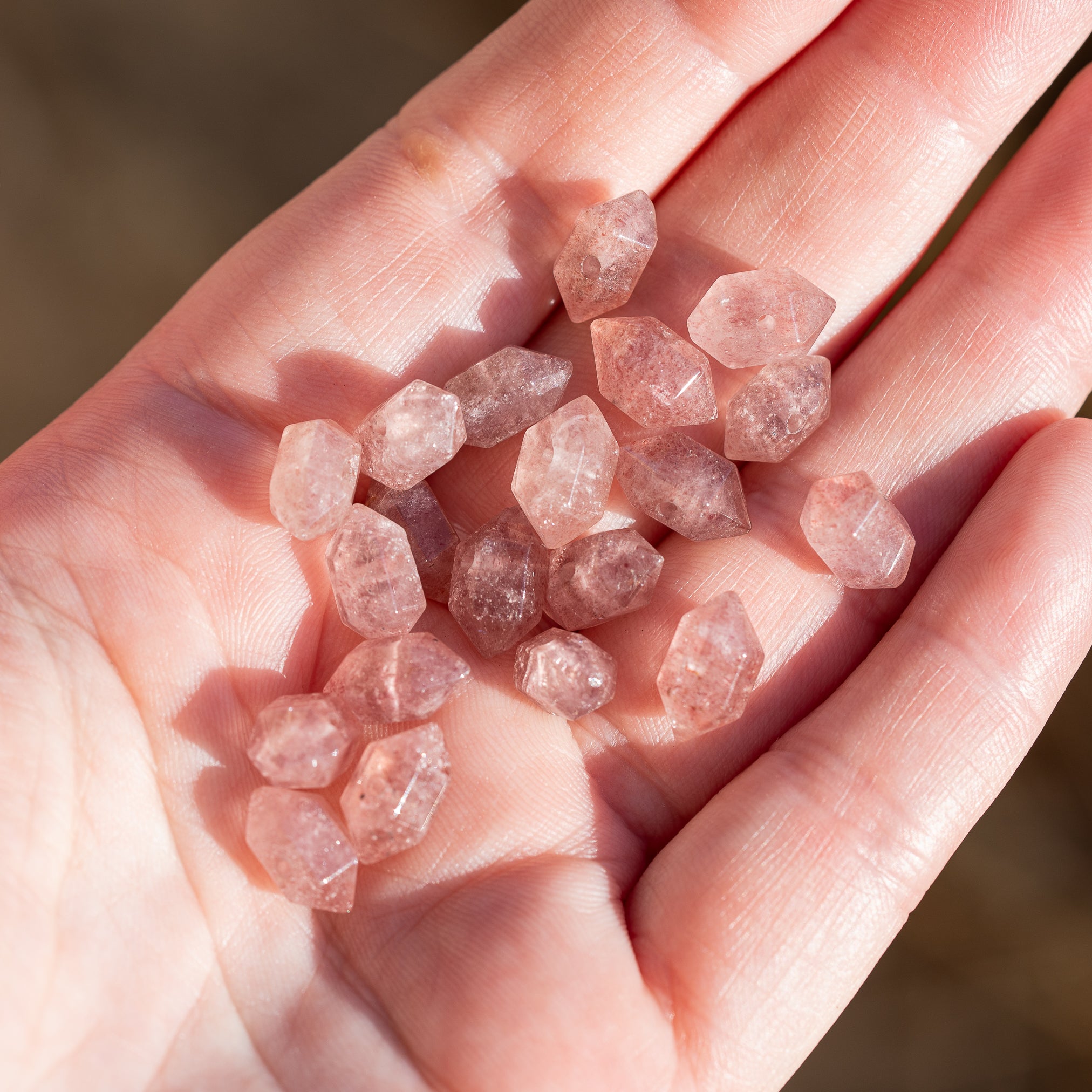 Perles pointes bi-terminées facettes de Quartz fraise de 11 mm (à l&