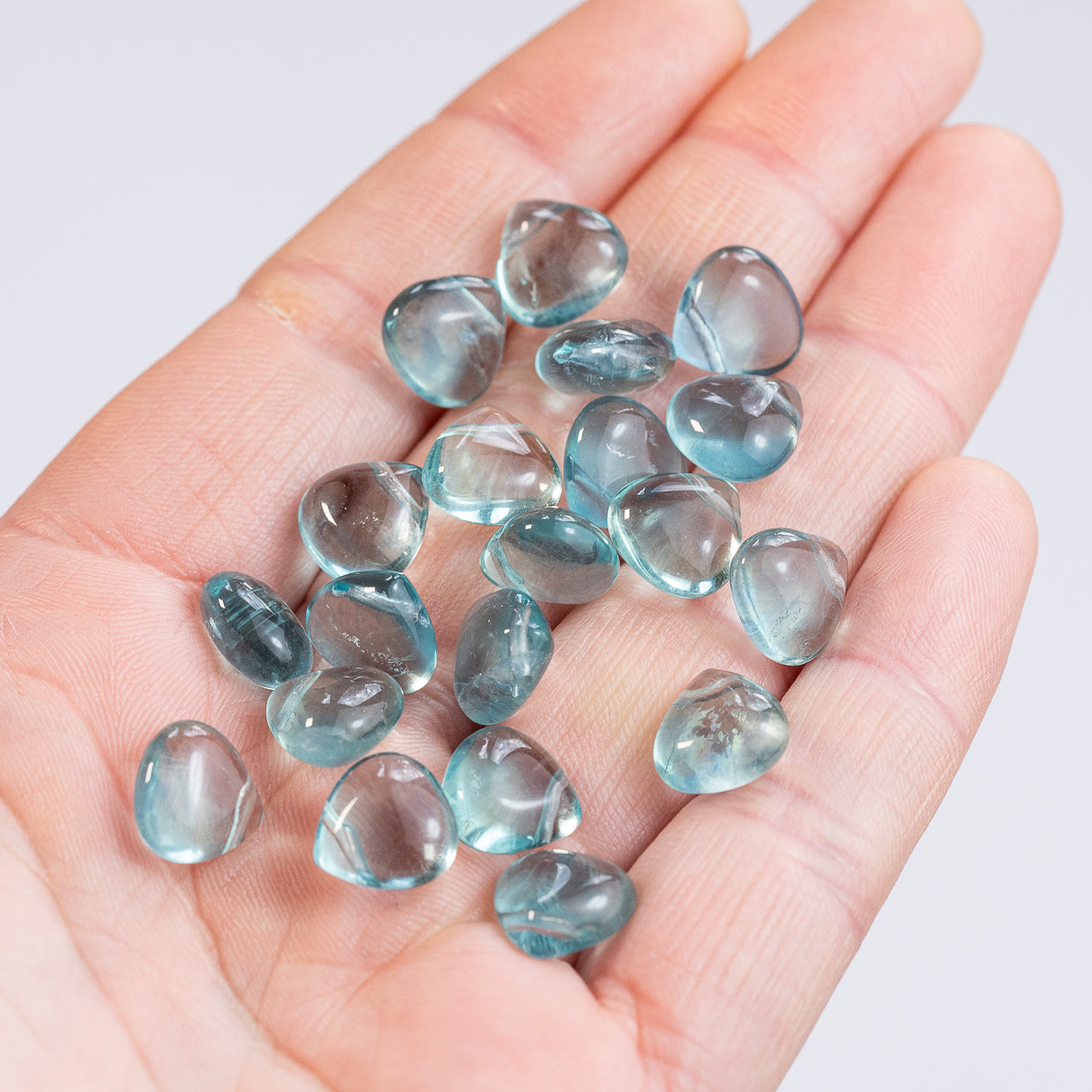 Perles gouttes lisses de Fluorite bleue de 10 mm ( à l&