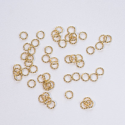 Anneaux de jonction ronds torsadés en acier inoxydable plaqués or 24k de 7,8 x 1 mm ( lot de 4 )