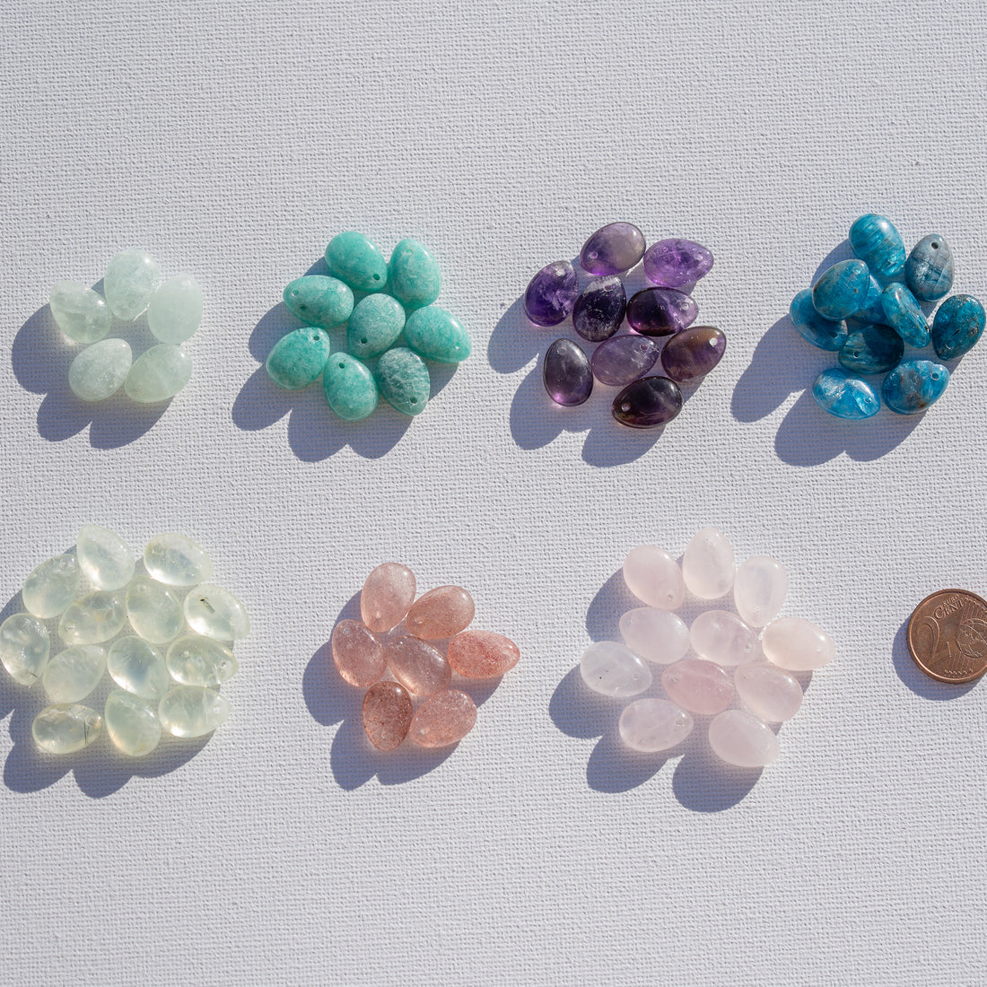 Adorables petits pendentifs goutte 7 pierres au choix de 14 mm ( à l&