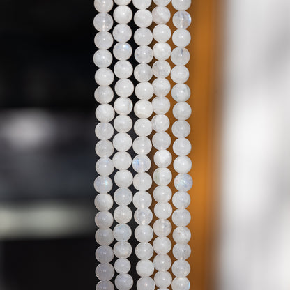 Perles rondes lisses de Labradorite blanche de 6/6,5 mm ( rang complet plusieurs options )