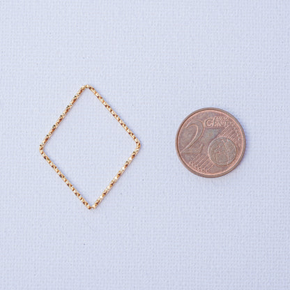 Anneaux connecteurs diamantés losanges en inox plaqué or 18k de 34 mm ( à l&