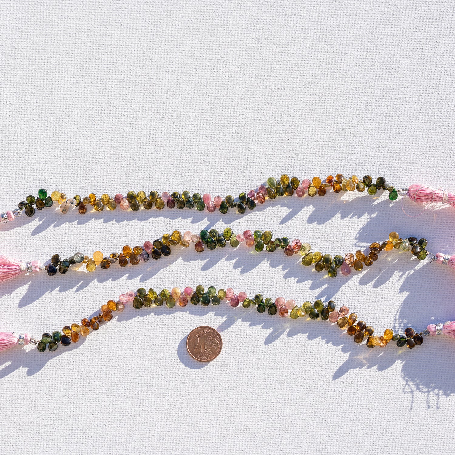 Fil de 20 cm de perles gouttes lisses de Tourmaline multicolore de 6/8 mm au choix