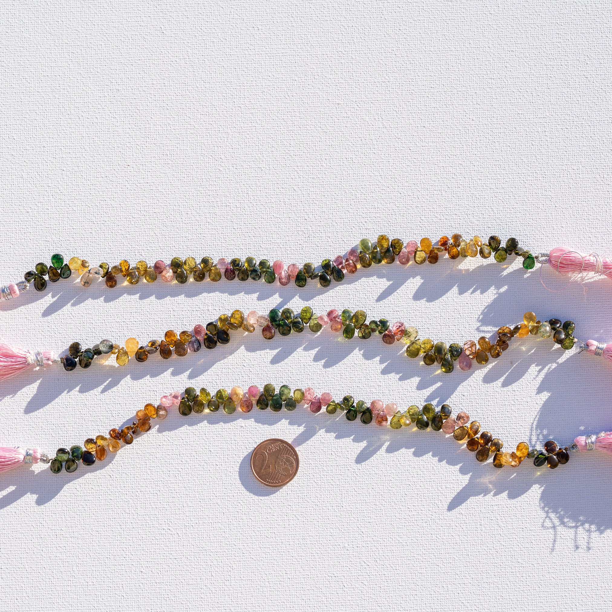 Fil de 20 cm de perles gouttes lisses de Tourmaline multicolore de 6/8 mm au choix