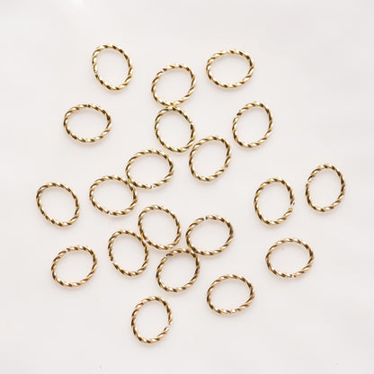 Anneaux de jonction ovales torsadés inox 316 plaqués or de 12 x 10 x 1 mm ( lot de 4 )