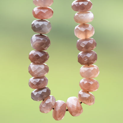 Perles rondelles facettes de pierre de lune chocolat de env 7/8 mm ( lot de 4 )