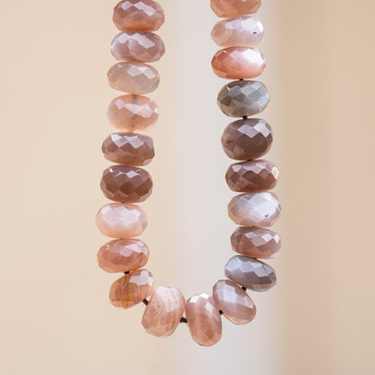 Perles rondelles facettes de pierre de lune chocolat de env 7/8 mm ( lot de 4 )