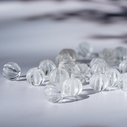 Perles sculptées citrouilles en cristal de roche de 11 à 14 mm ( à l&