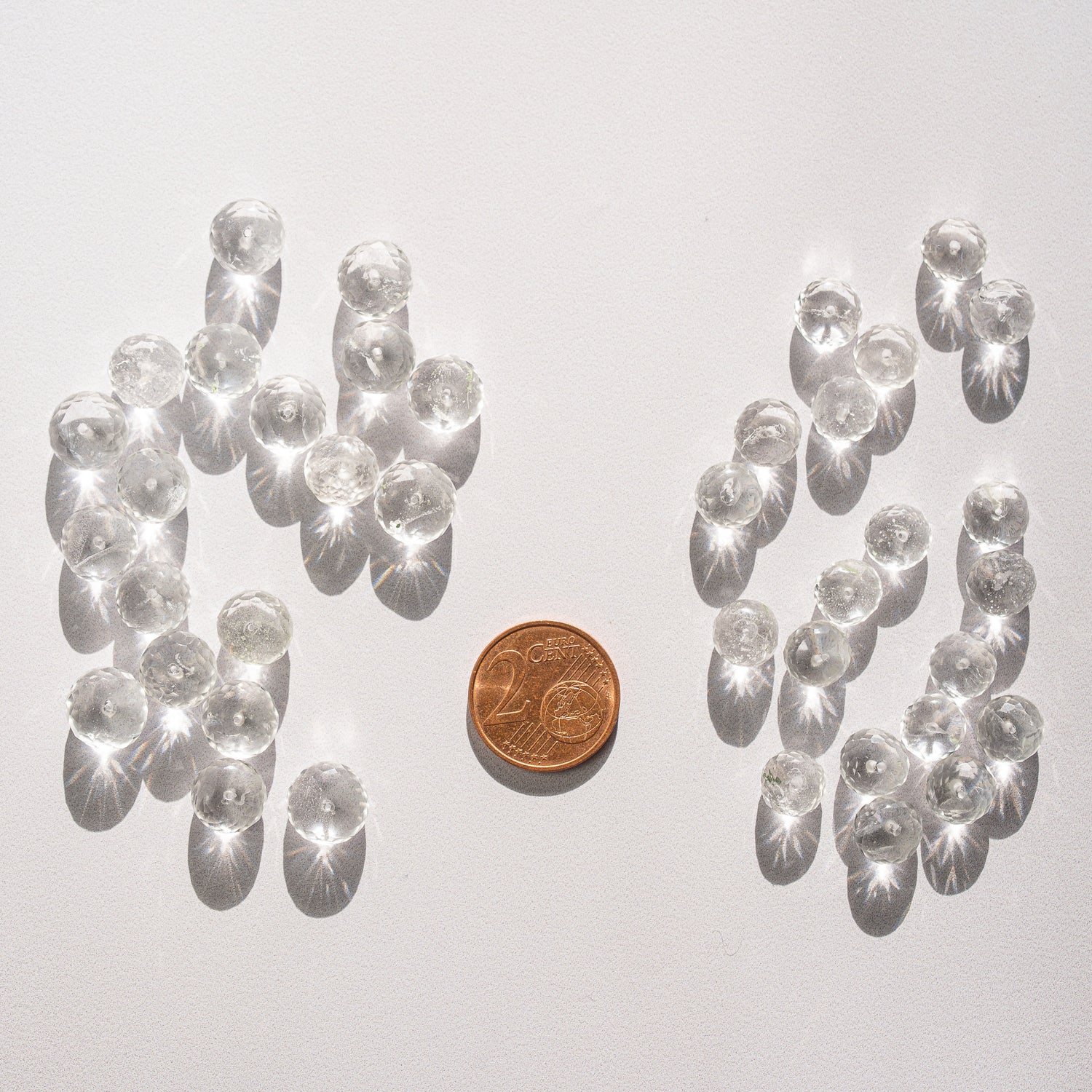 Perles rondelles facettes de cristal de roche de env 8/9 mm ( lot de 2 )