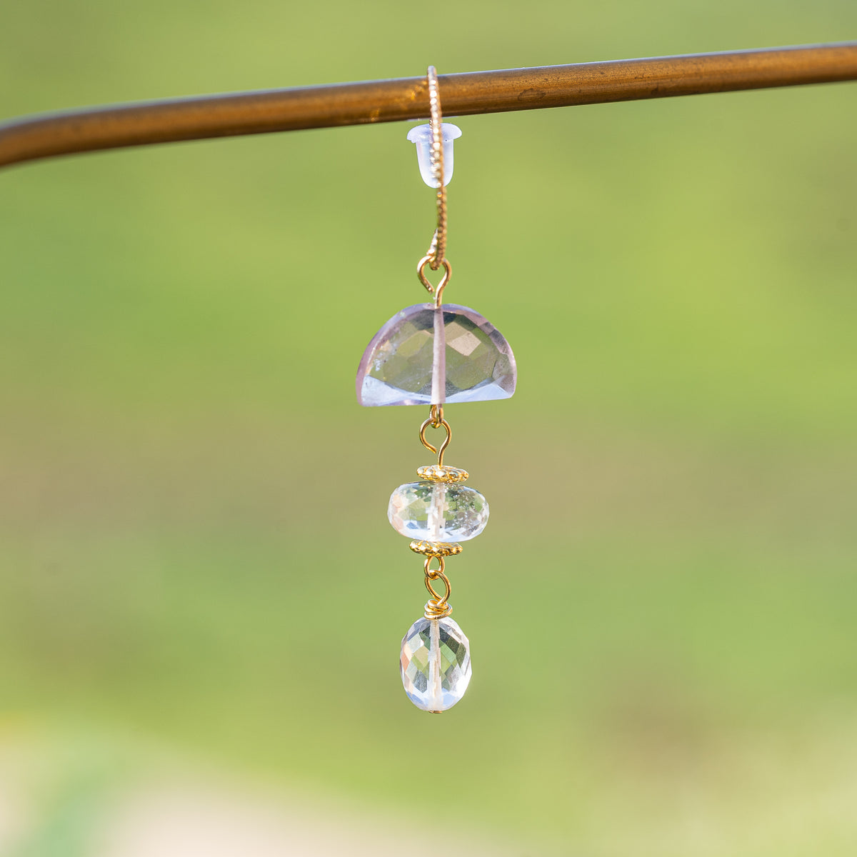 Perles rondelles facettes de cristal de roche de env 9 x 5/7 mm ( lot de 2 )