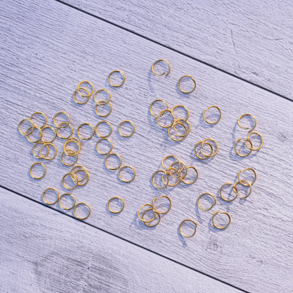 Anneaux de jonction ronds inox plaqués or 18k de 9/10 x 1 mm au choix ( lot de 6 ou 20 )