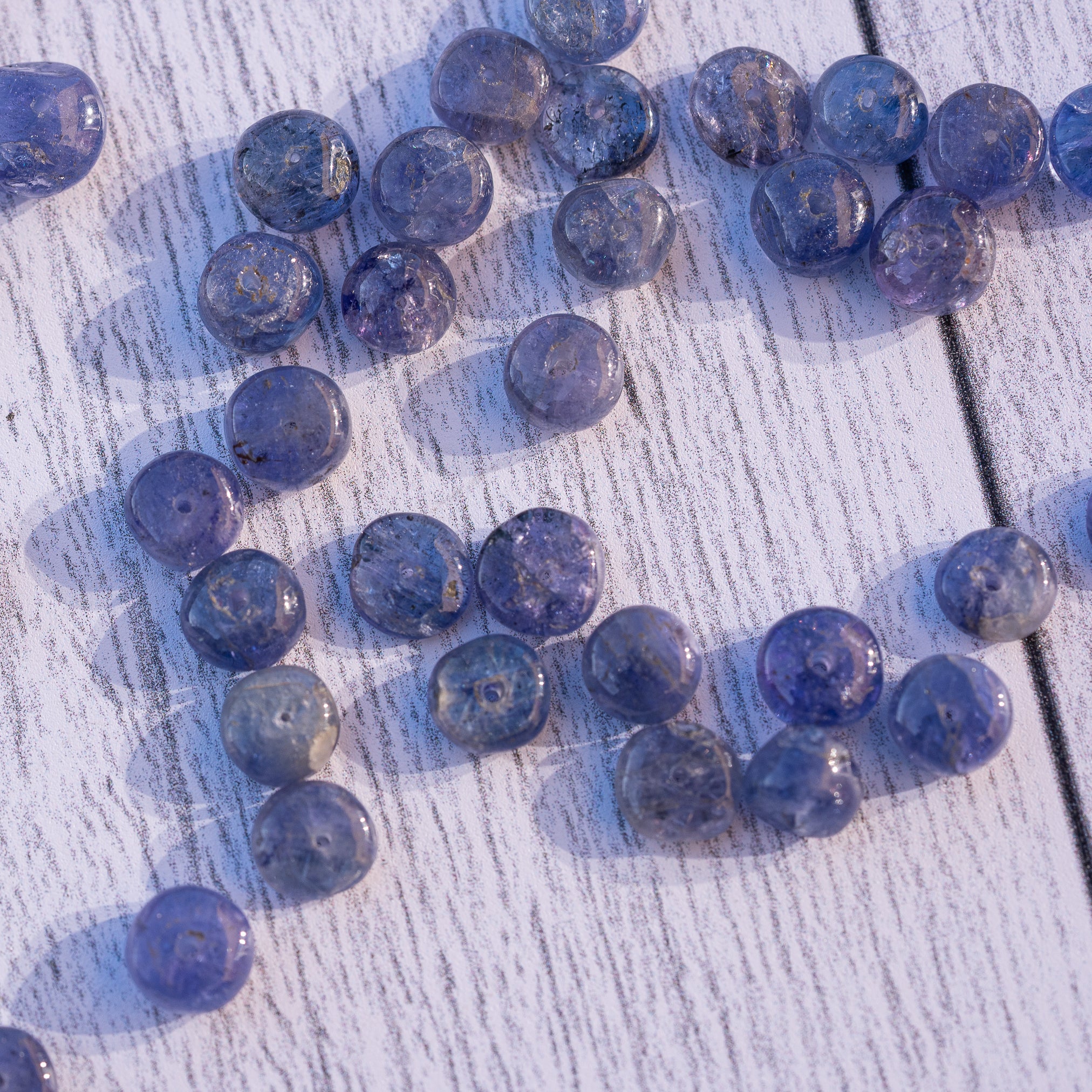 Perles rondelles lisses de Tanzanite de env 6/7 mm ( lot de 2 )