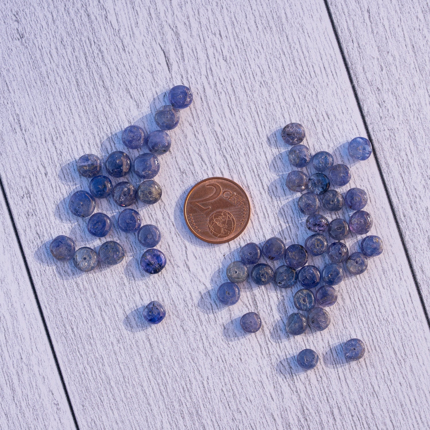 Perles rondelles lisses de Tanzanite de env 6/7 mm ( lot de 2 )