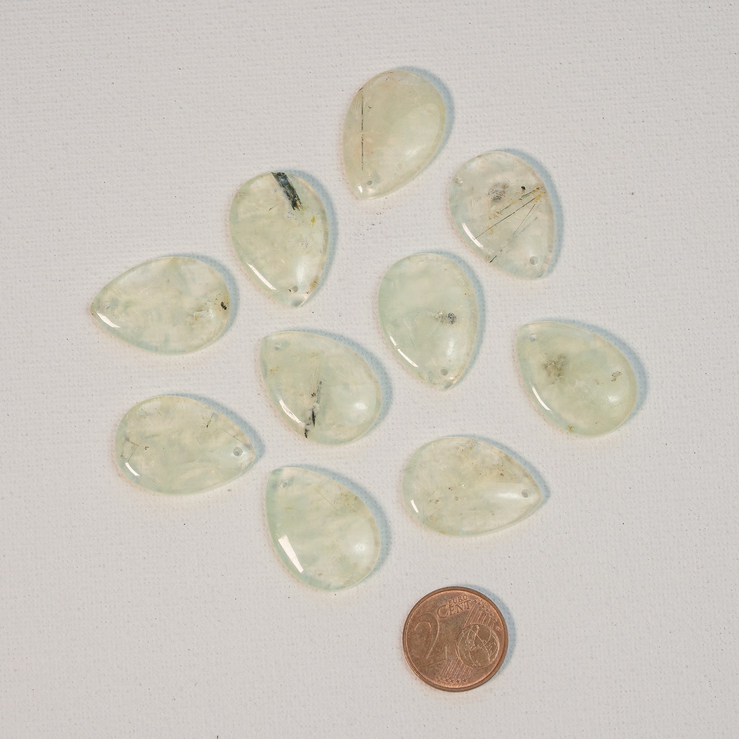 Pendentifs gouttes lisses de Préhnite verte de 25,5 mm au choix ( à l&