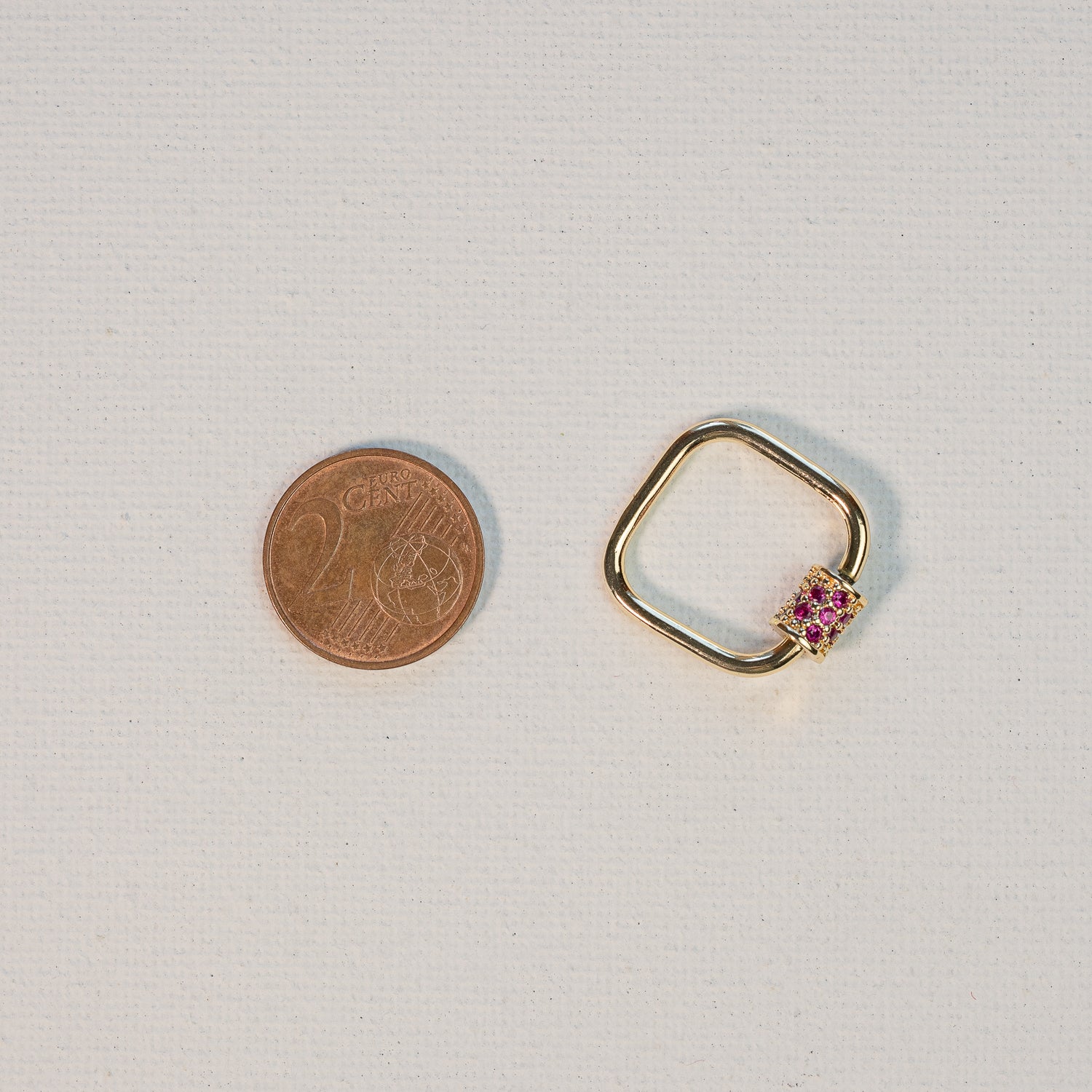 Fermoir mousqueton à vis carré en laiton plaqué or 18k et zirconium rose de 20 mm ( à l&