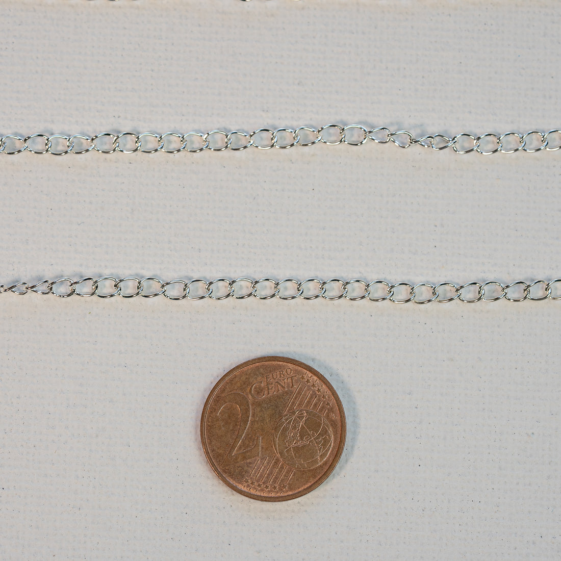 Chaine gourmette simple en acier inoxydable couleur argent de 4 mm ( au mètre ou par 10 mètres )