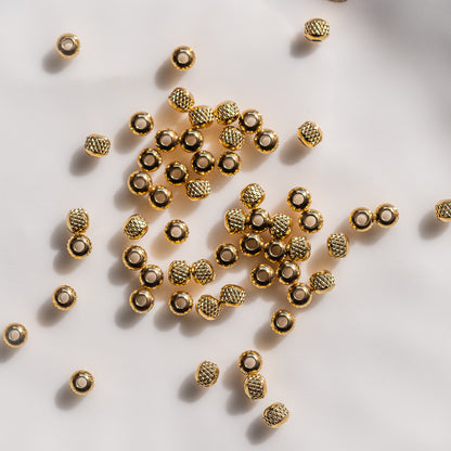 Perles rondelles striées en acier inoxydable plaqué or de 5 x 4 mm ( lot de 2 )