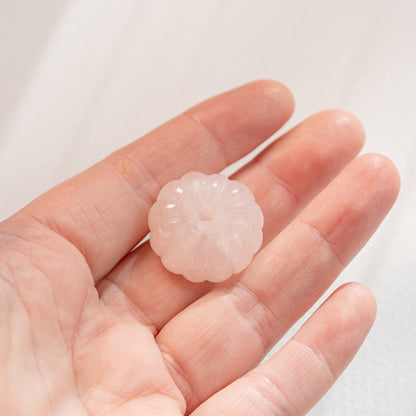 Grosses perles citrouilles sculptées en Quartz rose de 25 x 18 mm ( à l&