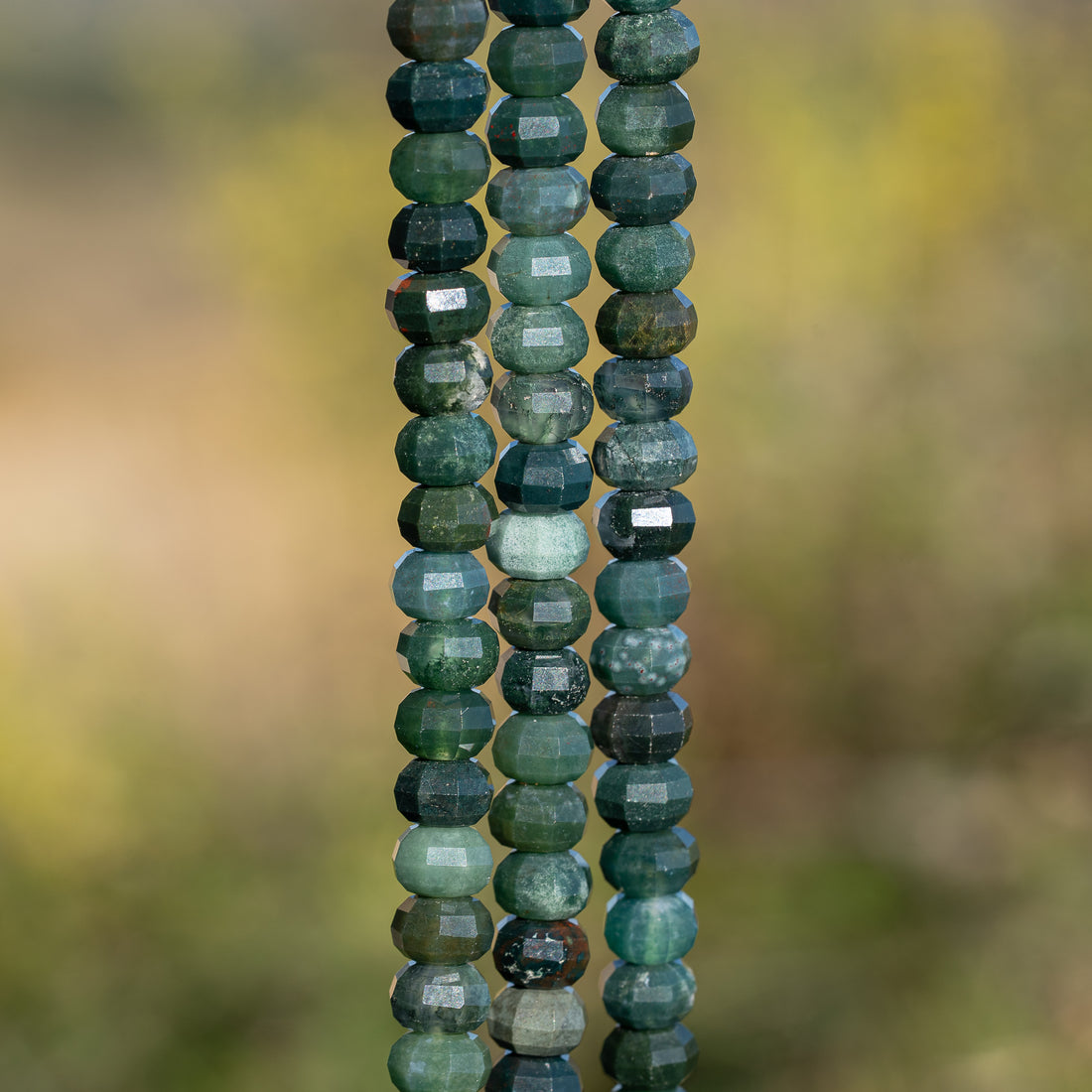 Perles rondelles facettes lanternes/citrouilles en Agate mousse de 8 x 5 mm ( 1/2 rang de env 34 perles )