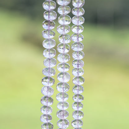 Perles rondelles facettes en Améthyste lilas de 8 à 9 mm au choix ( lot de 2 perles )