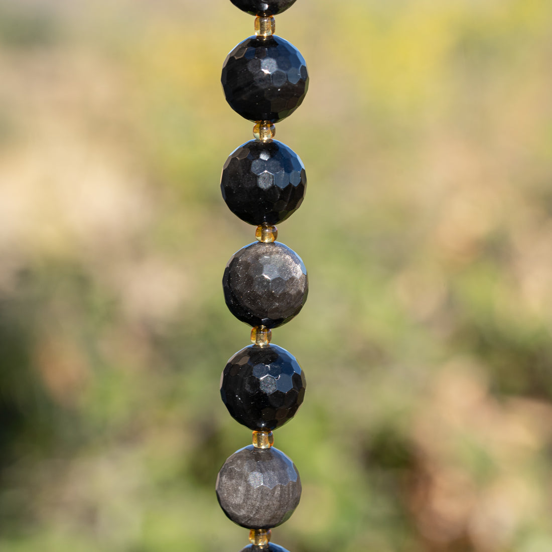 Perles rondes facettes en Obsidienne au choix de 15,5 mm ( à l&