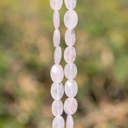 Perles ovales facettes de Quartz rose de env 13/14 mm ( lot de 2 )