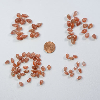 Gouttes facettes de Pierre de soleil de 6/13 mm ( lot de 2 )