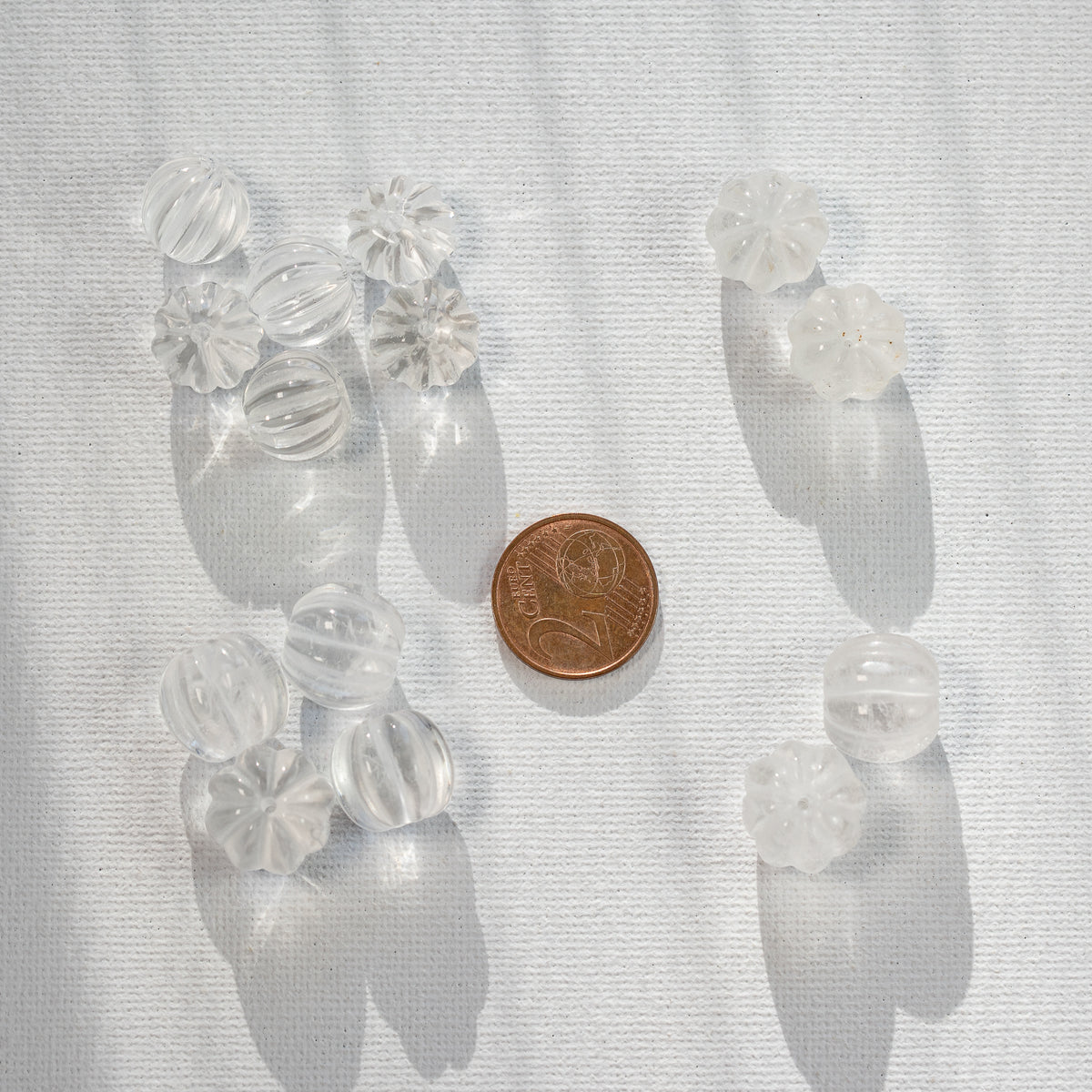 Perles sculptées citrouilles en cristal de roche de 11 à 14 mm ( à l&