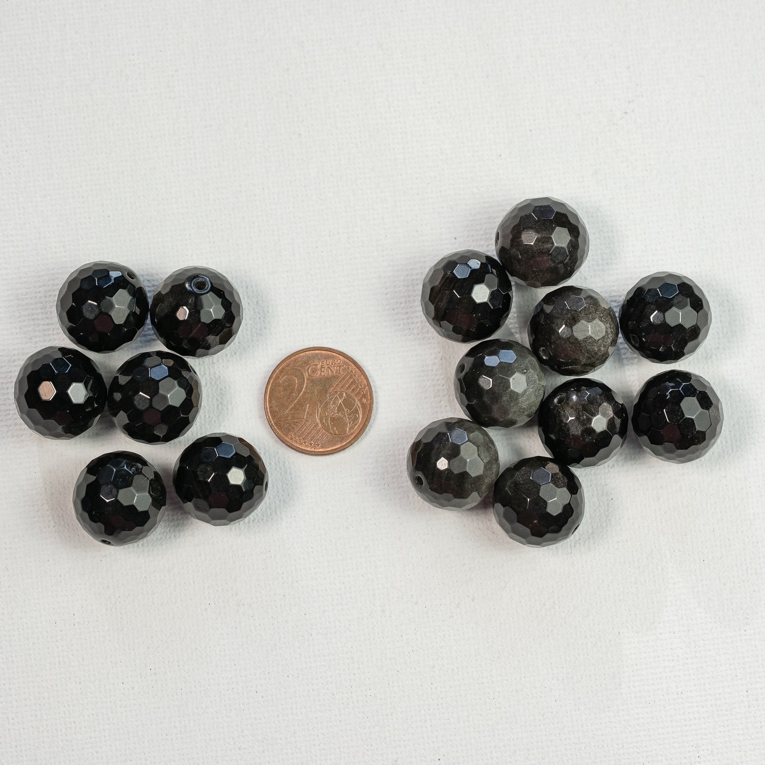 Perles rondes facettes en Obsidienne au choix de 15,5 mm ( à l&