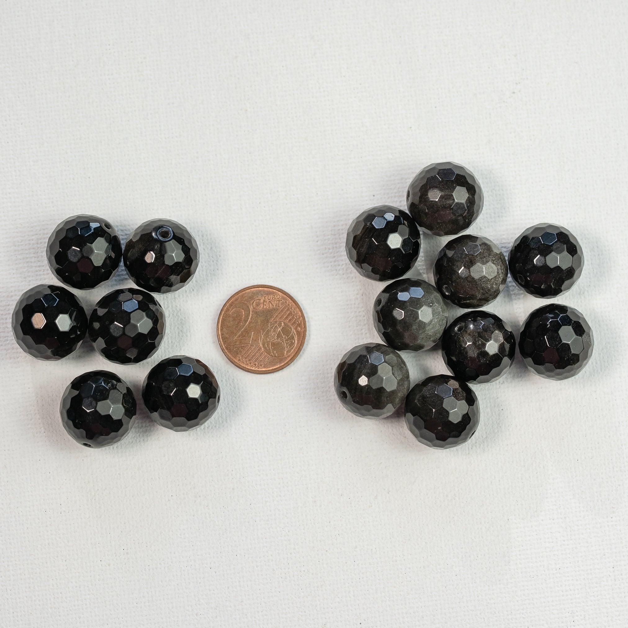 Perles rondes facettes en Obsidienne au choix de 15,5 mm ( à l&