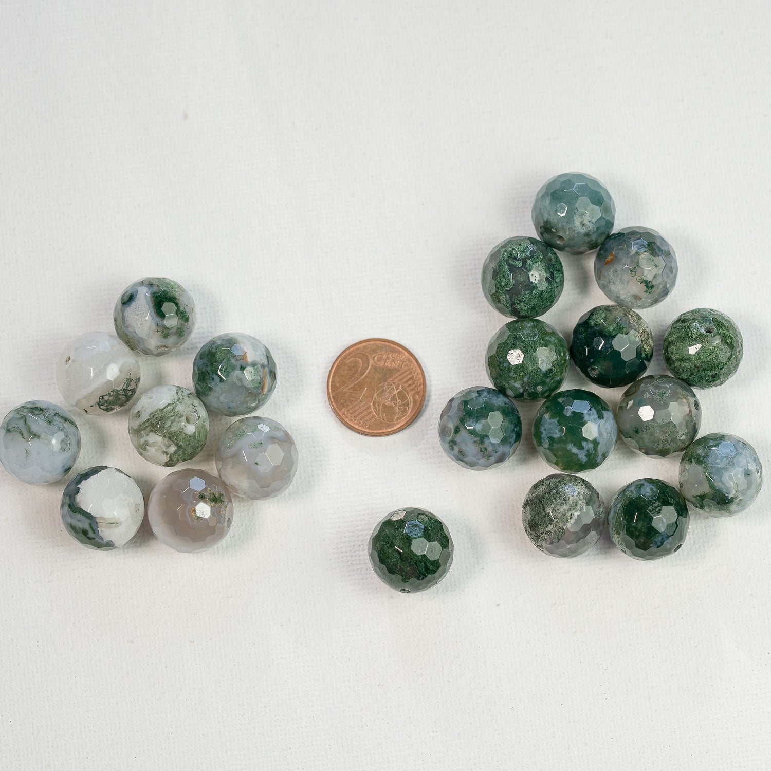 Perles rondes facettes en Agate mousse de 15,5 mm ( à l&