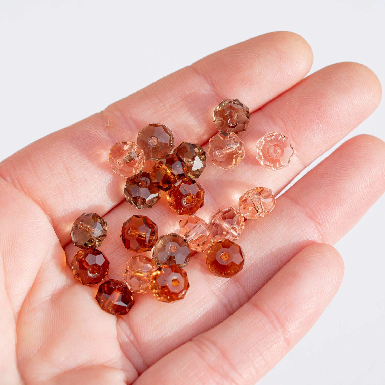 Perles rondelles facettes en verre K9 couleurs au choix de 8 x 5 mm ( lot de 2 )