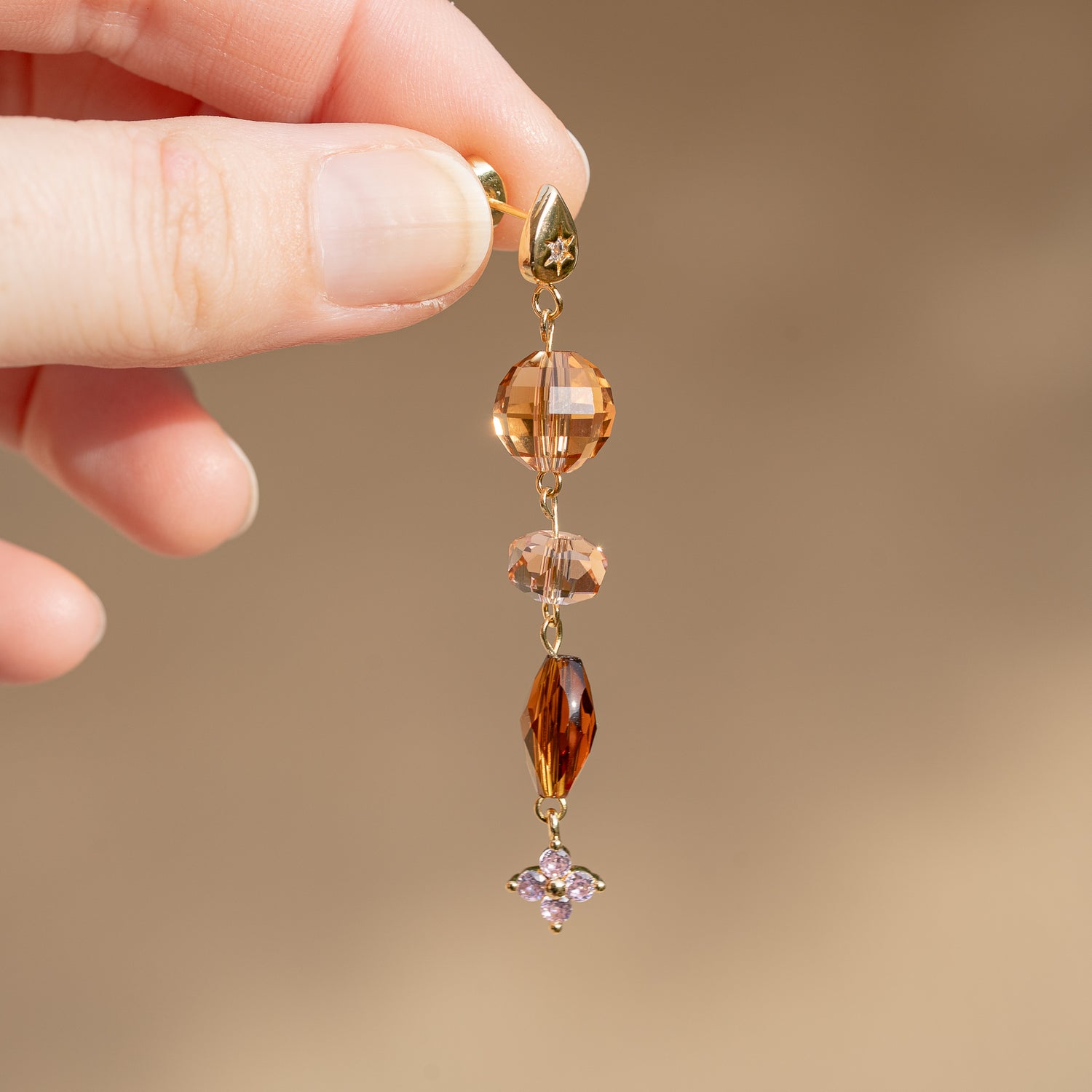 Perles ovales facettes en verre K9 cognac de 11,5 x 6 mm ( lot de 2 )
