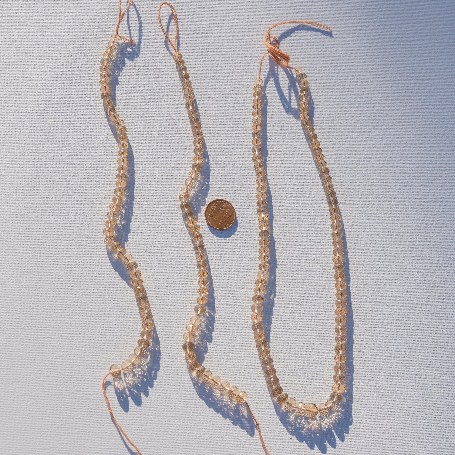 Fils de 22 ou 43 cm de perles rondelles facettes de Citrine naturelle de env 5 à 9 mm