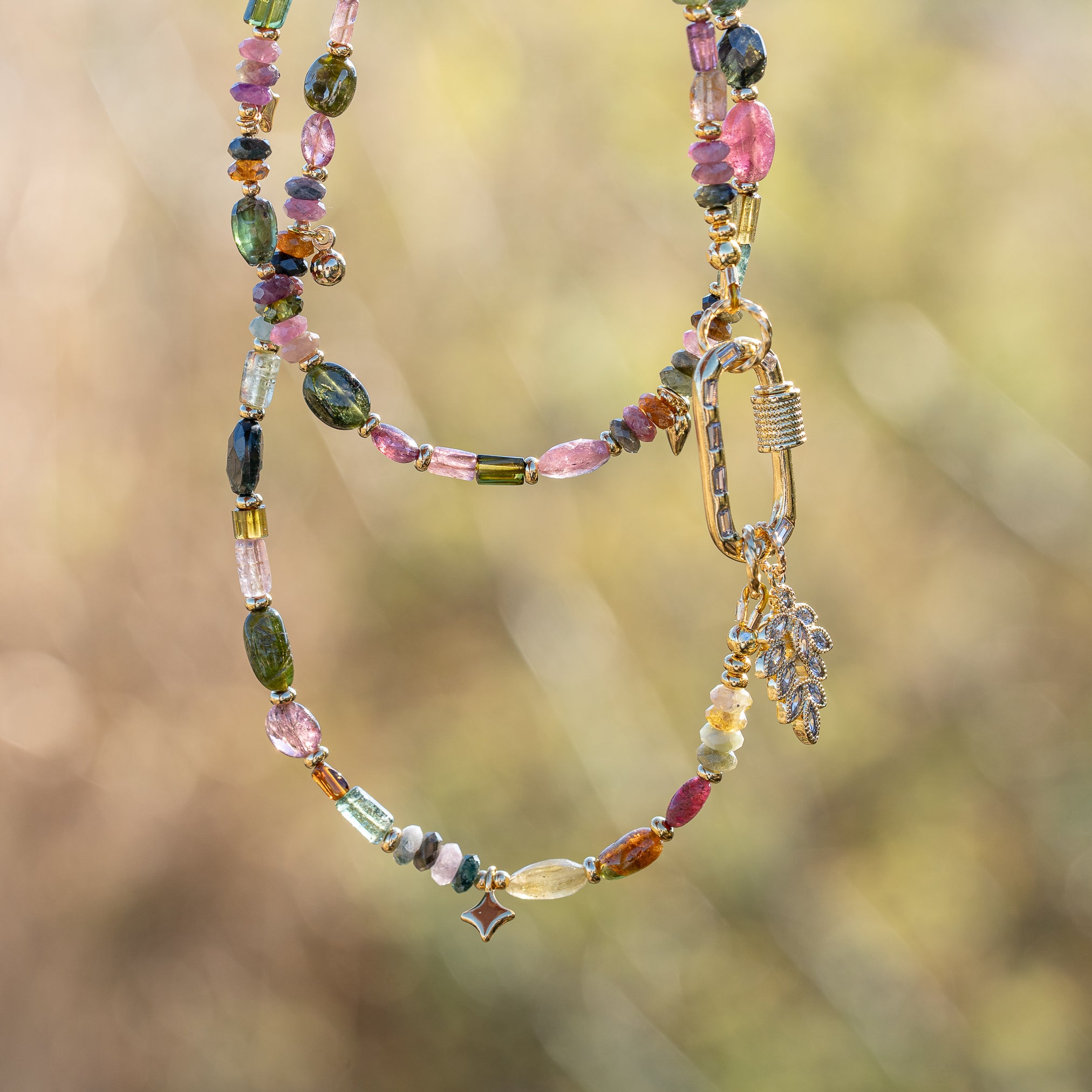 Lot de perles de Tourmaline multicolore forme variée pour collier bohème ✨ ( 35 cm de long )