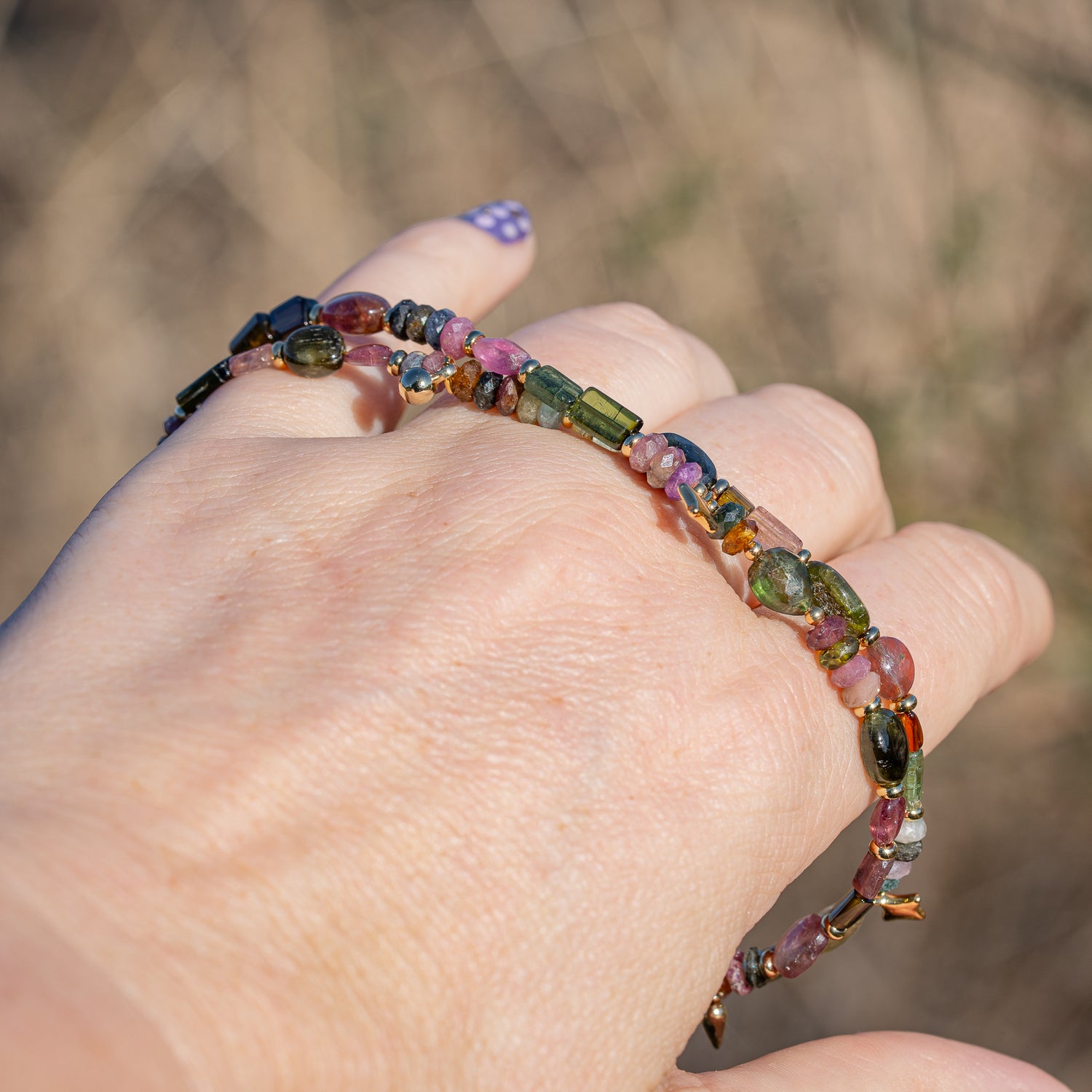 Collier bohème en Tourmaline multicolore différentes formes et tailles ✨