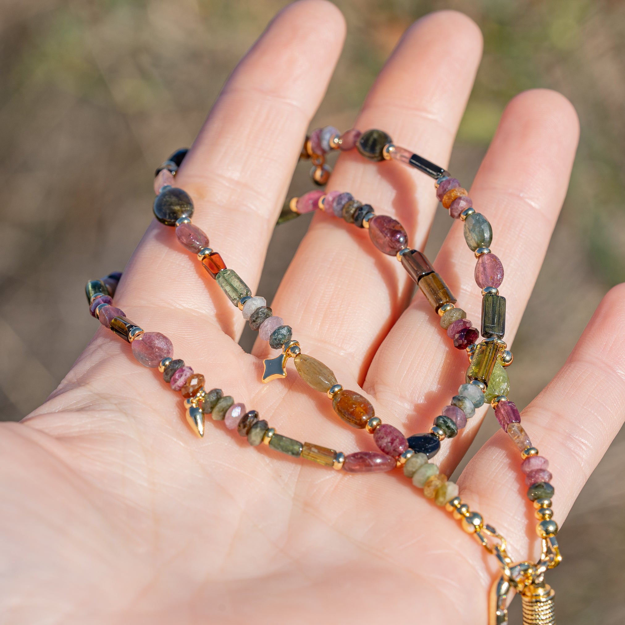 Collier bohème en Tourmaline multicolore différentes formes et tailles ✨