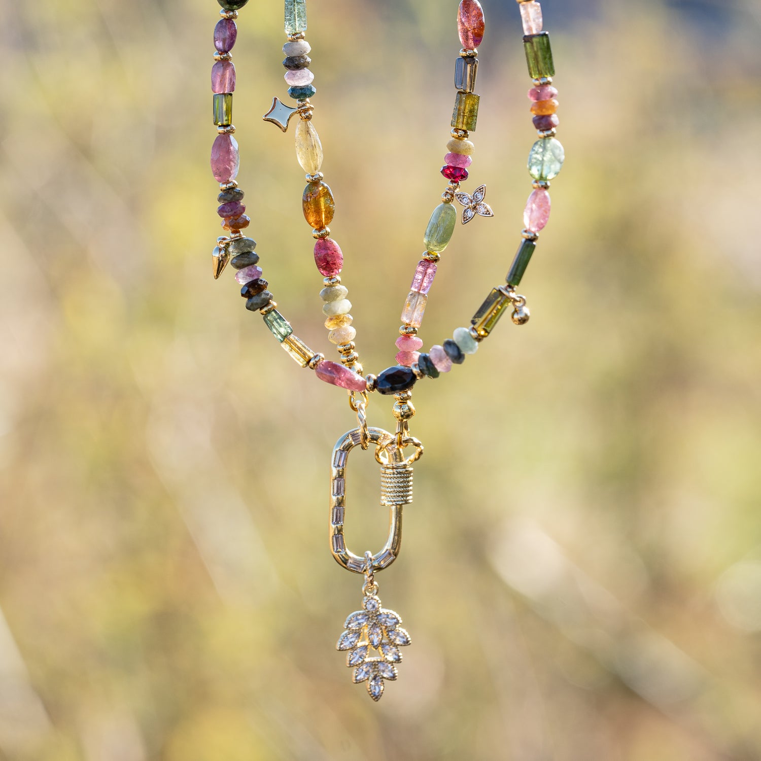 Lot de perles de Tourmaline multicolore forme variée pour collier bohème ✨ ( 35 cm de long )