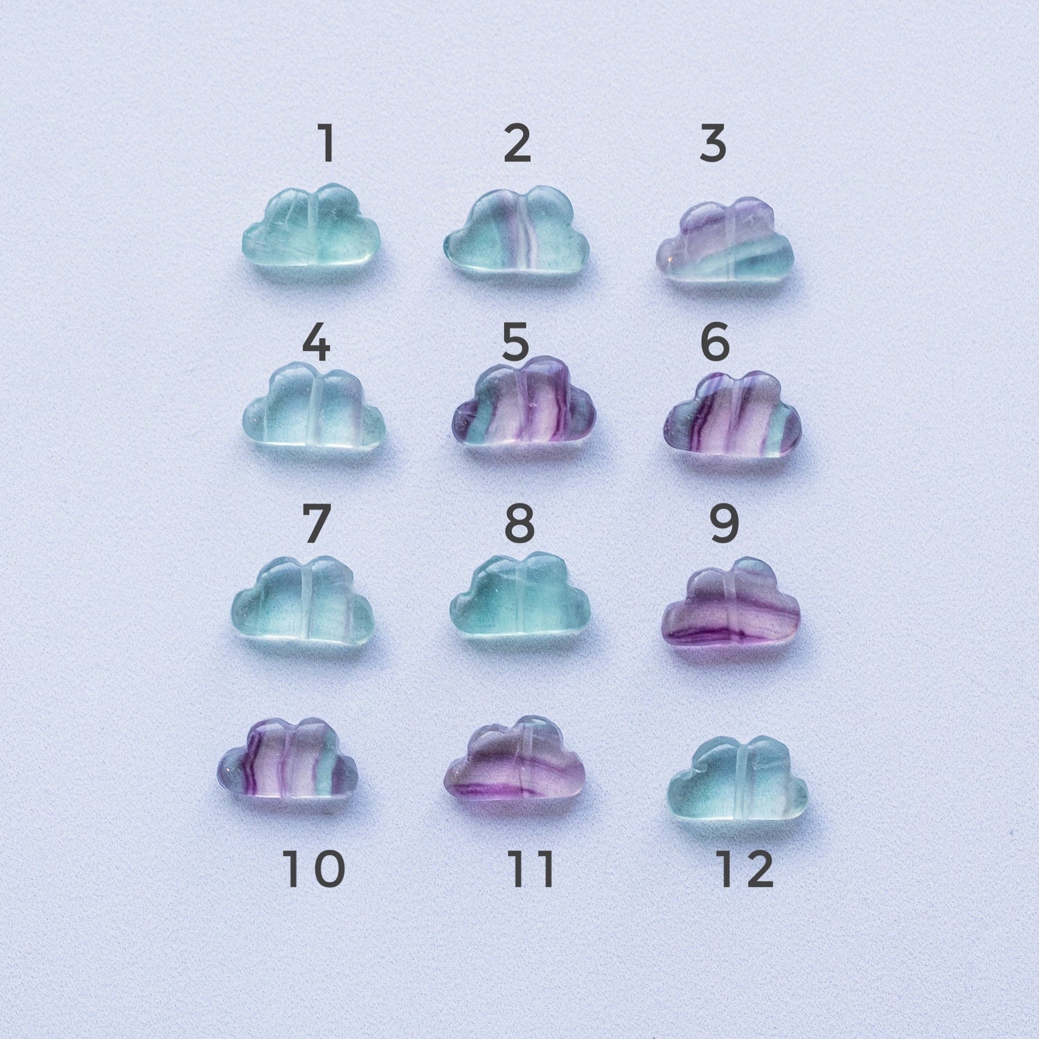 Les &quot; Nidhih &quot; nuages en Fluorite de env 15 x 9 mm au choix ( à l&