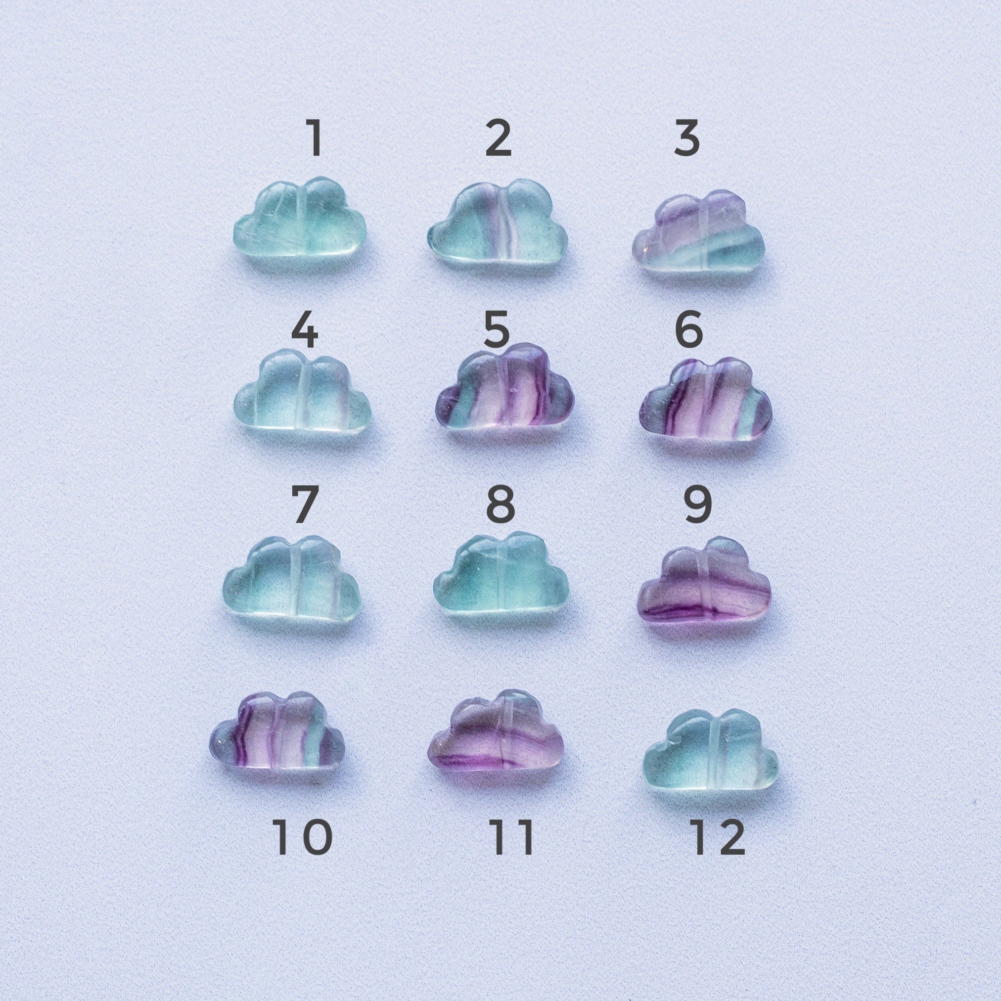 Les &quot; Nidhih &quot; nuages en Fluorite de env 15 x 9 mm au choix ( à l&
