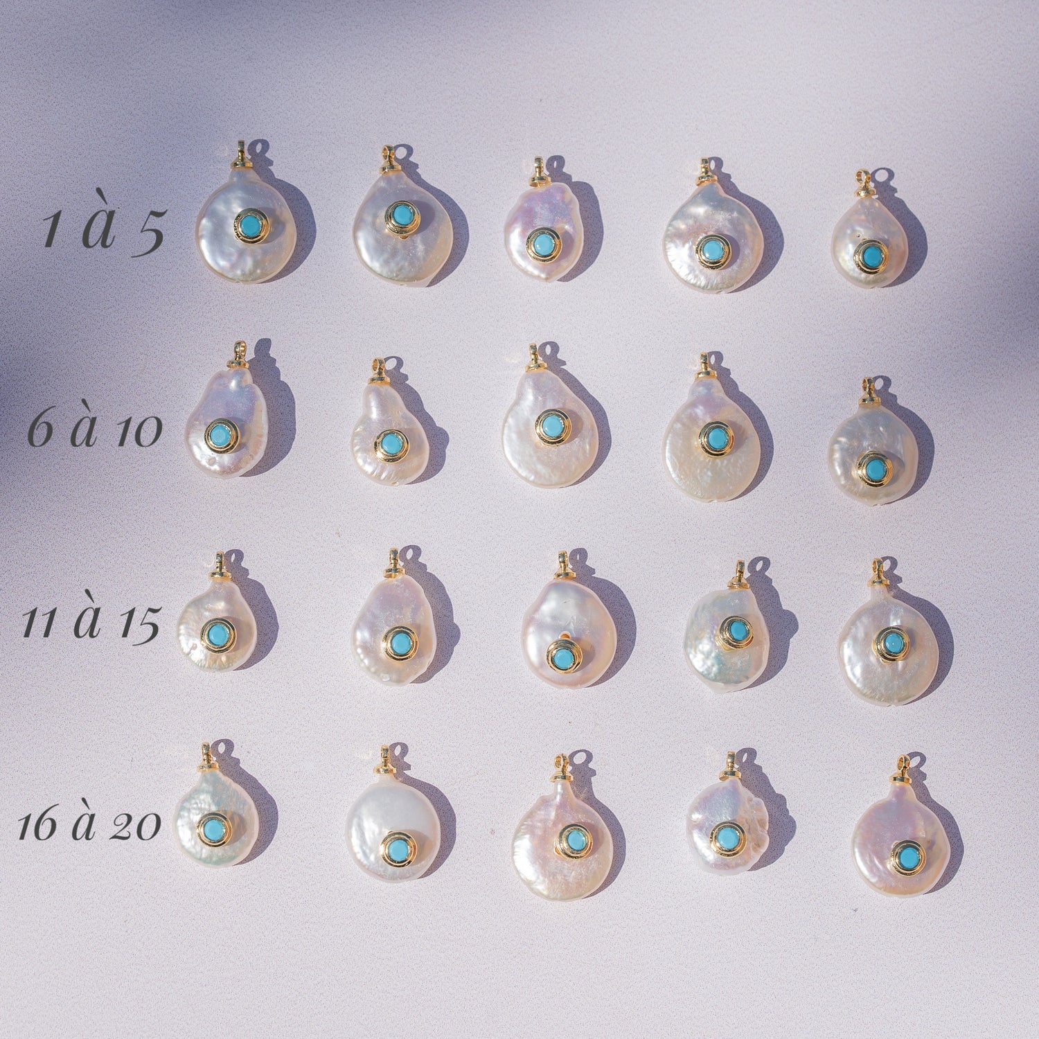 Pendentifs en laiton plaqué or 18k, perles d&