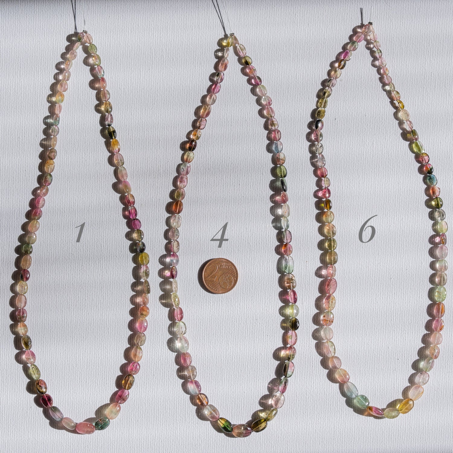 Fil de 43 cm de perles ovales lisses de Tourmaline multicolore &quot; qualité wouah &quot; 🌈 de 4/10 mm