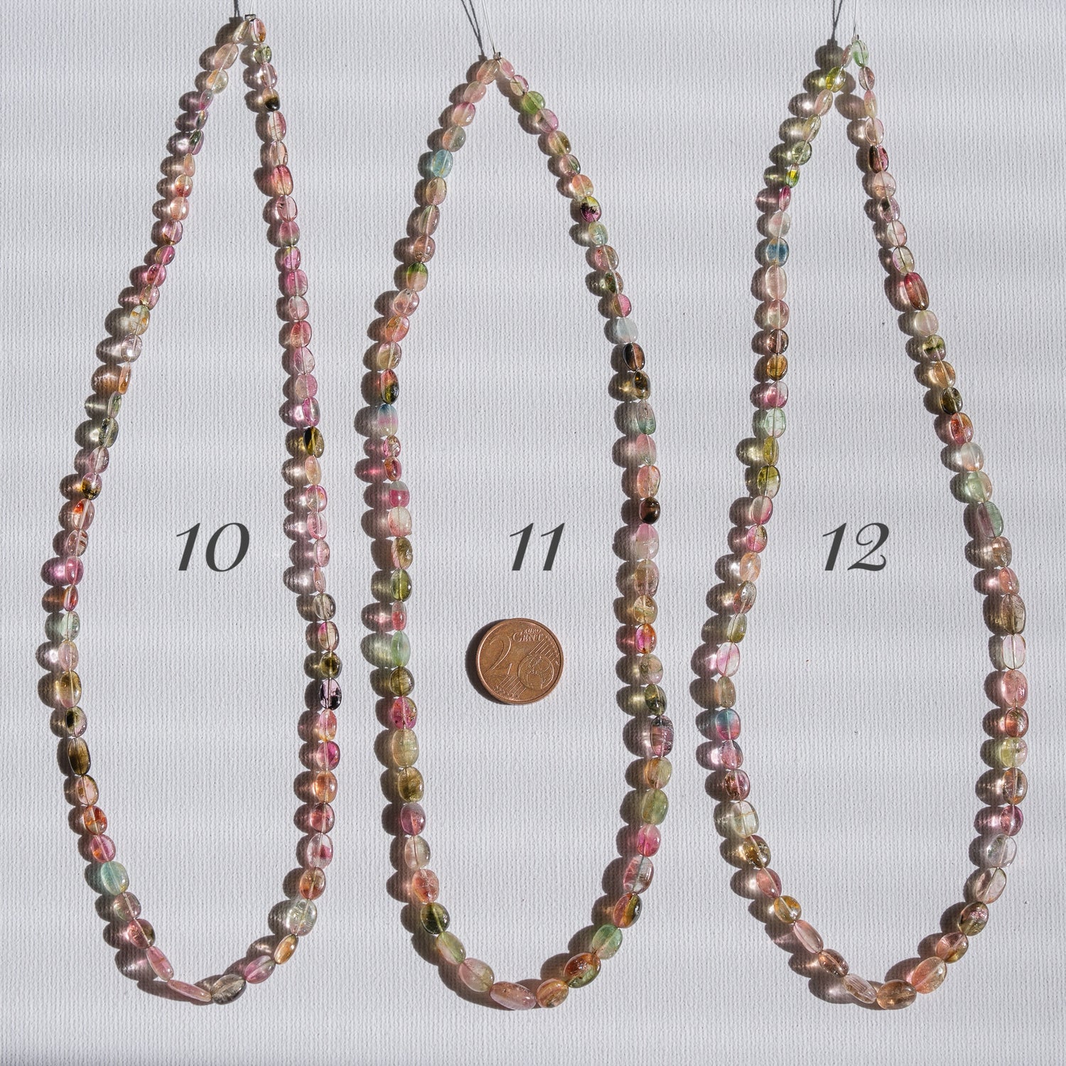 Fil de 43 cm de perles ovales lisses de Tourmaline multicolore &quot; qualité wouah &quot; 🌈 de 4/10 mm