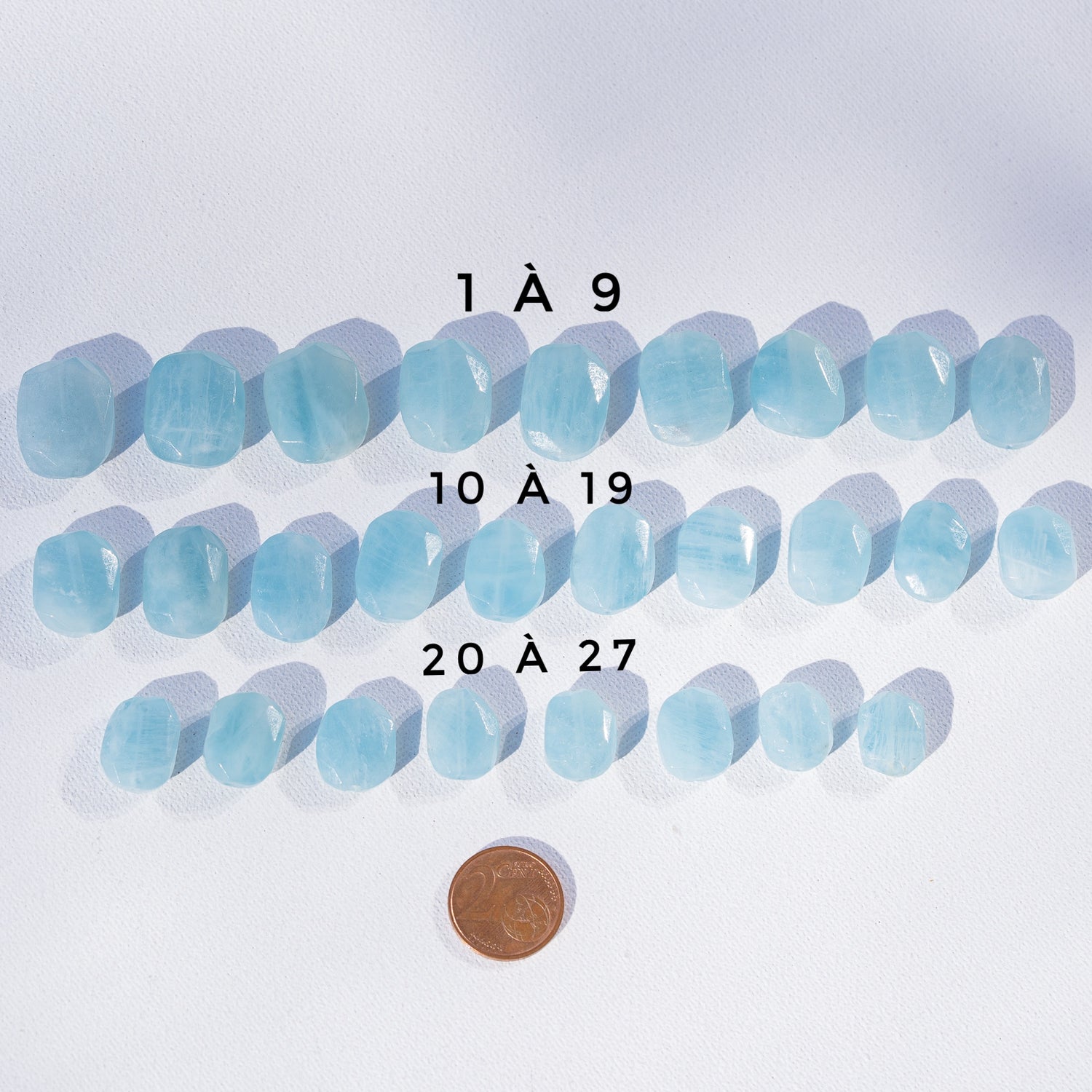 Perles rectangles facettes en Aigue-marine de env 15 à 20 mm ( à l&