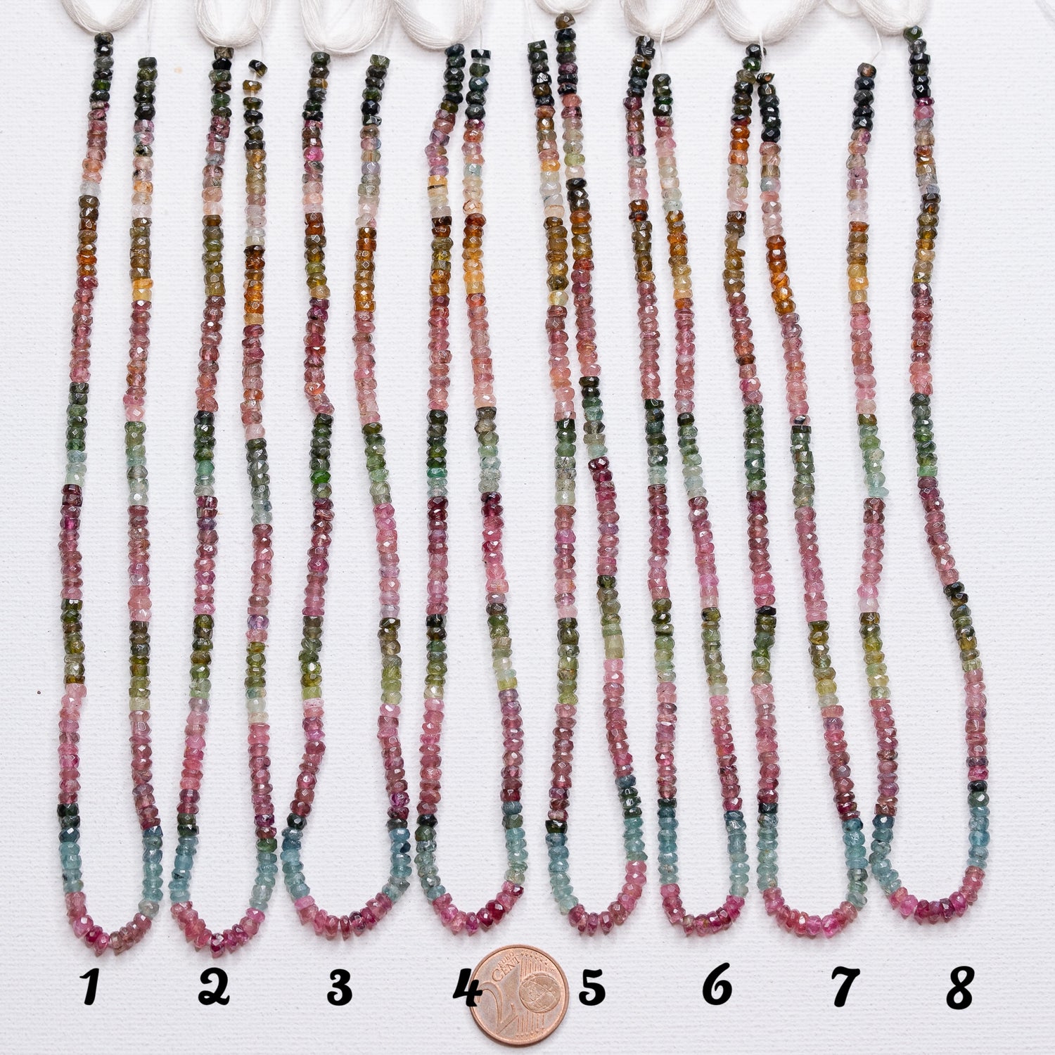 Rangs de 33/34 cm de perles rondelles facettes de Tourmaline multicolore de env 4 x 1,5/2,5 mm(Copie)
