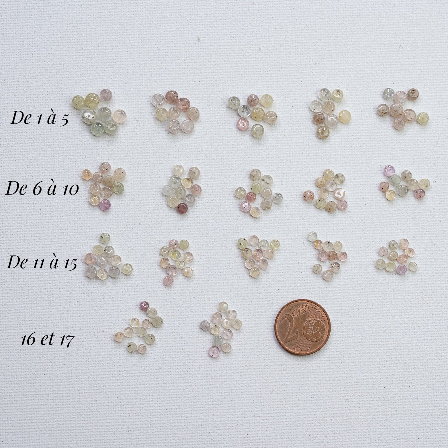 Perles rondelles lisses de Saphir pastel de env 3 à 5 mm ( lot de 8 ou 10 perles )