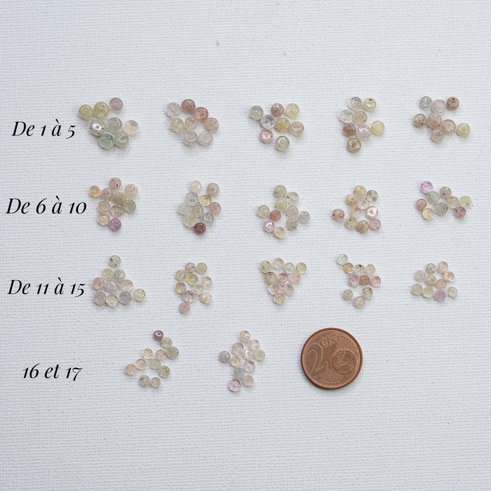 Perles rondelles lisses de Saphir pastel de env 3 à 5 mm ( lot de 8 ou 10 perles )