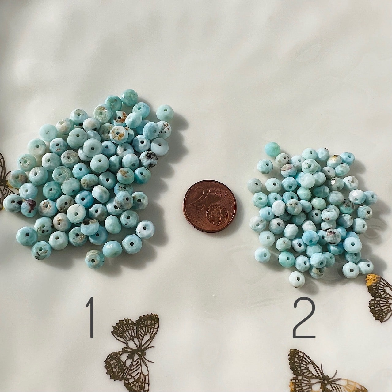 Perles rondelles facettes de Larimar de 5 mm ( lot de 10 )