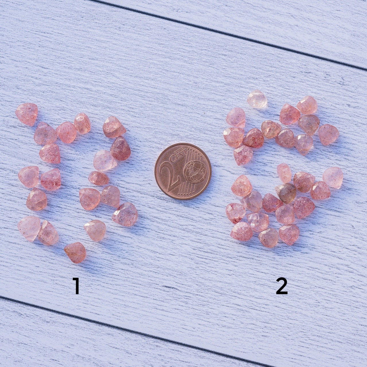 Gouttes facettes de Quartz fraise de 6/7 mm ( lot de 4 )