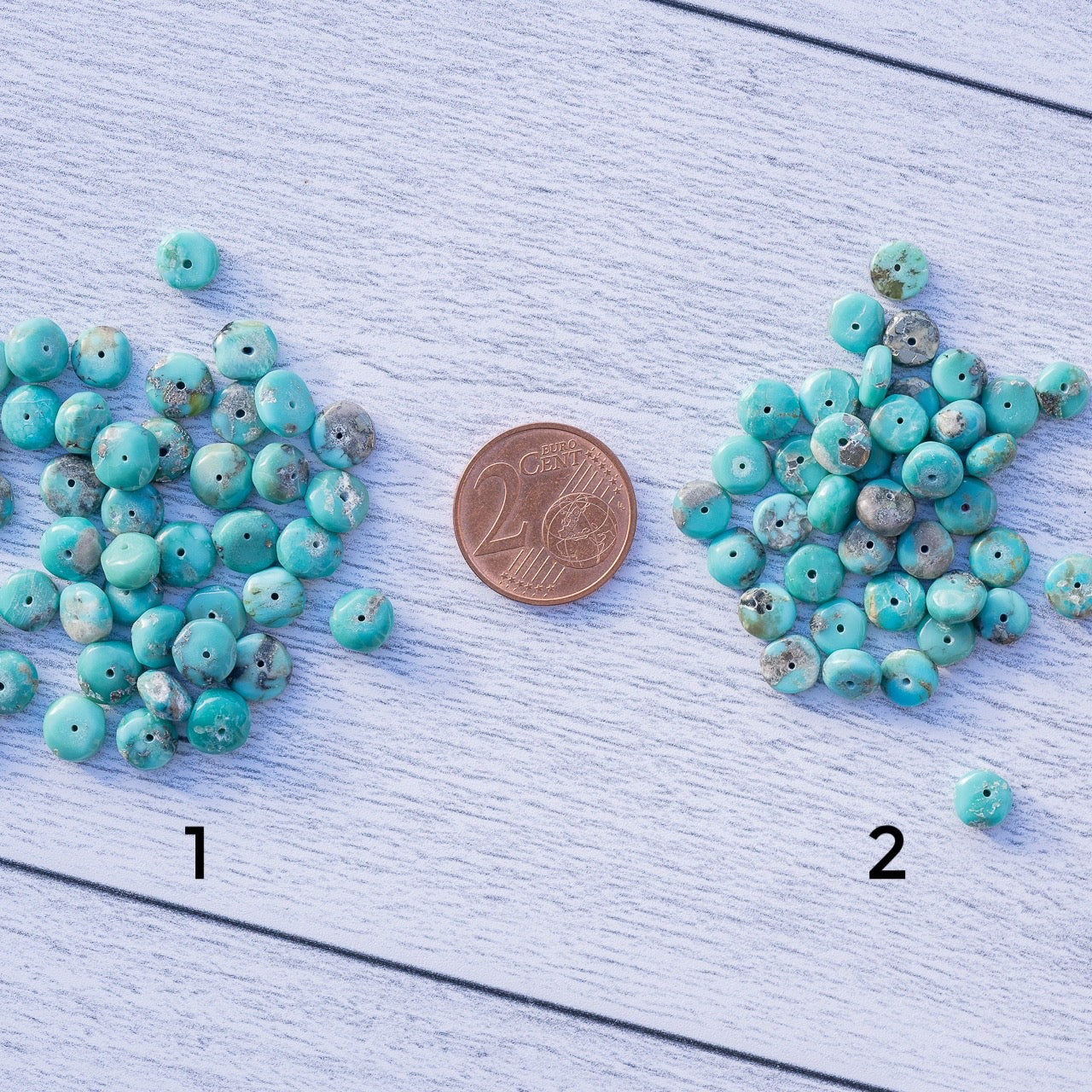 Perles rondelles lisses de Turquoise naturelle d&